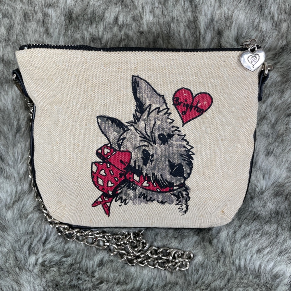 Brighton Cream-Colored Canvas Scottie Dog Crossbody Bag